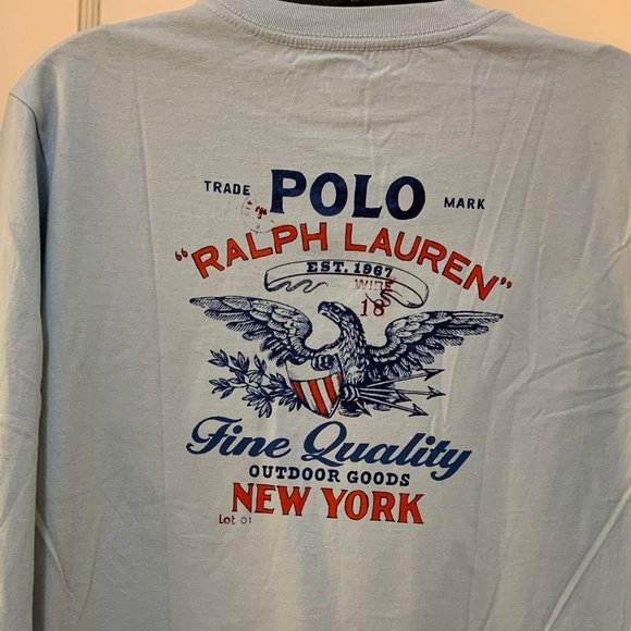Boy's Polo Ralph Lauren LS light blue pocket tee - Picture 4 of 5
